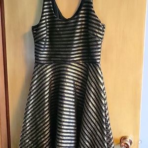Reitmans size 10 silver & black striped dress